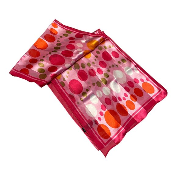 Vintage Pink Polka Dot Scarf Y2K Retro Mod 60s Style Long Neck Wrap 58” - Picture 2 of 4